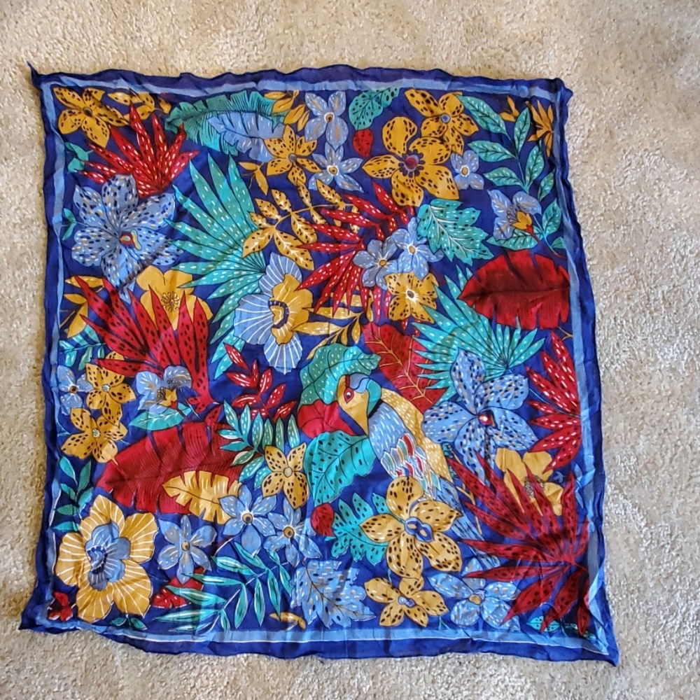 Tropical print batik type scarf (25")